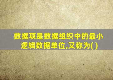 数据项是数据组织中的最小逻辑数据单位,又称为( )